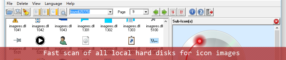 fast scan of all local hard disks for icon images